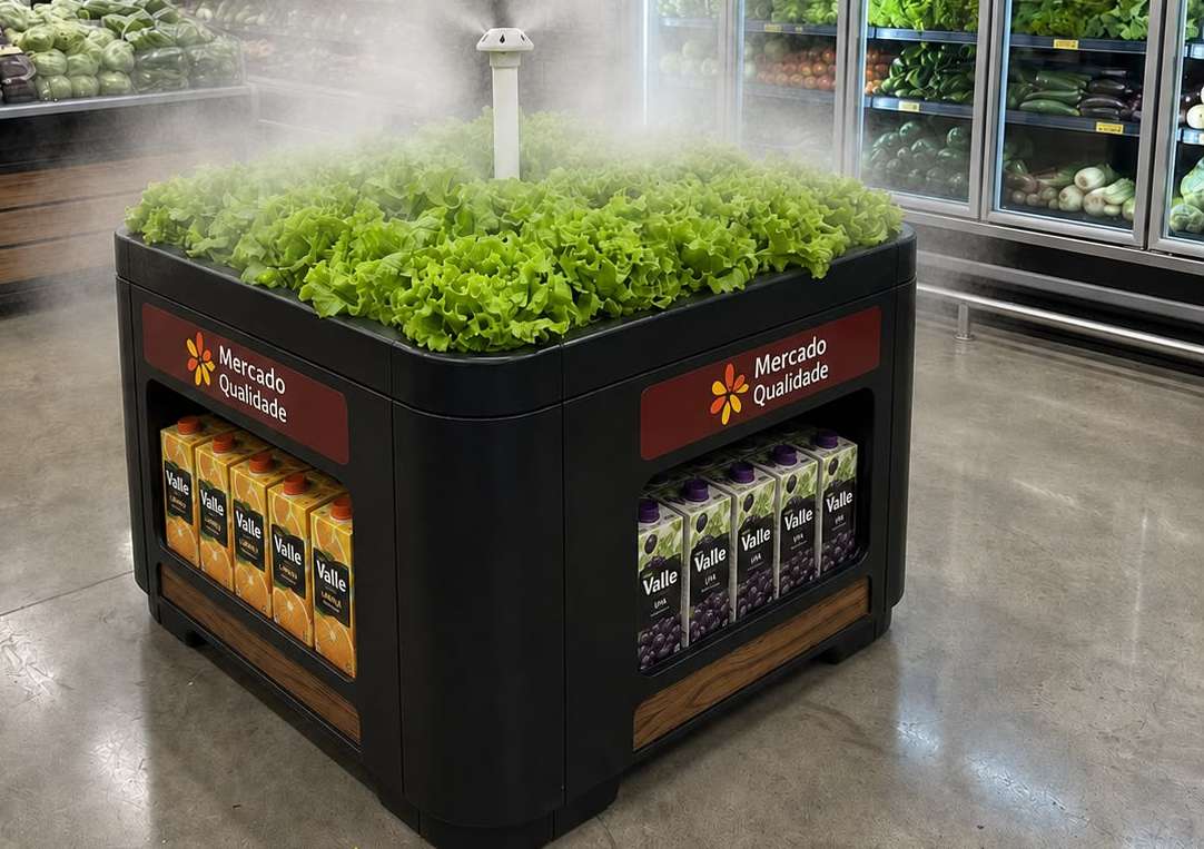 Banca Tecnovacuum instalada no setor de hortifrúti